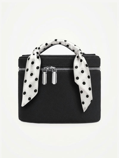 YAZNE Makeup Bag Black + Twilly White Polka Dot