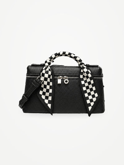 YAZNE Black Bag + Twilly Black & White Checkerboard