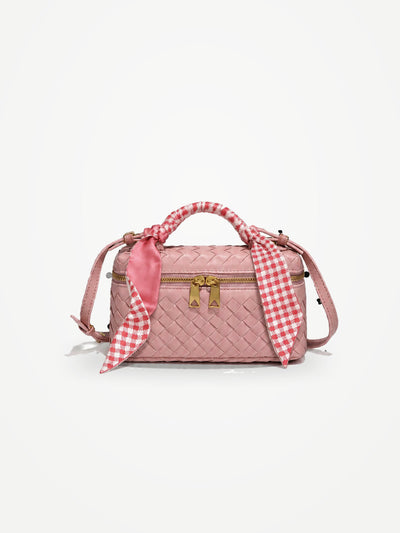 YAZNE Woven Crossbody Bag – Pink + Twilly Pink Gingham