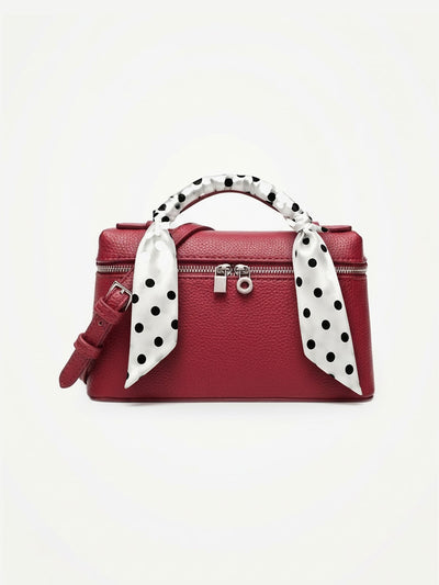 YAZNE Red Bag + Twilly White Polka Dot