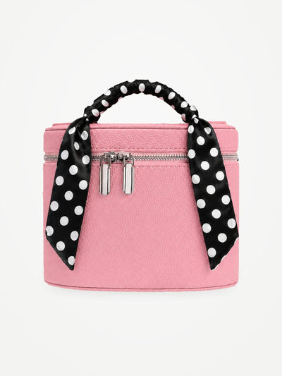 YAZNE Makeup Bag Pink + Twilly Black Polka Dot
