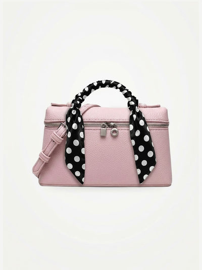 YAZNE Pink Bag + Twilly Black Polka Dot