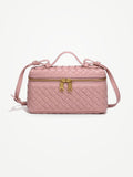 YAZNE Woven Crossbody Bag – Pink