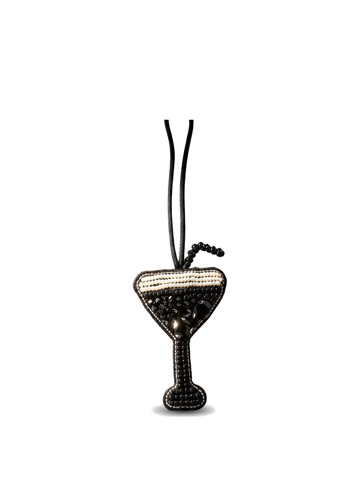 Black beaded martini bag charm