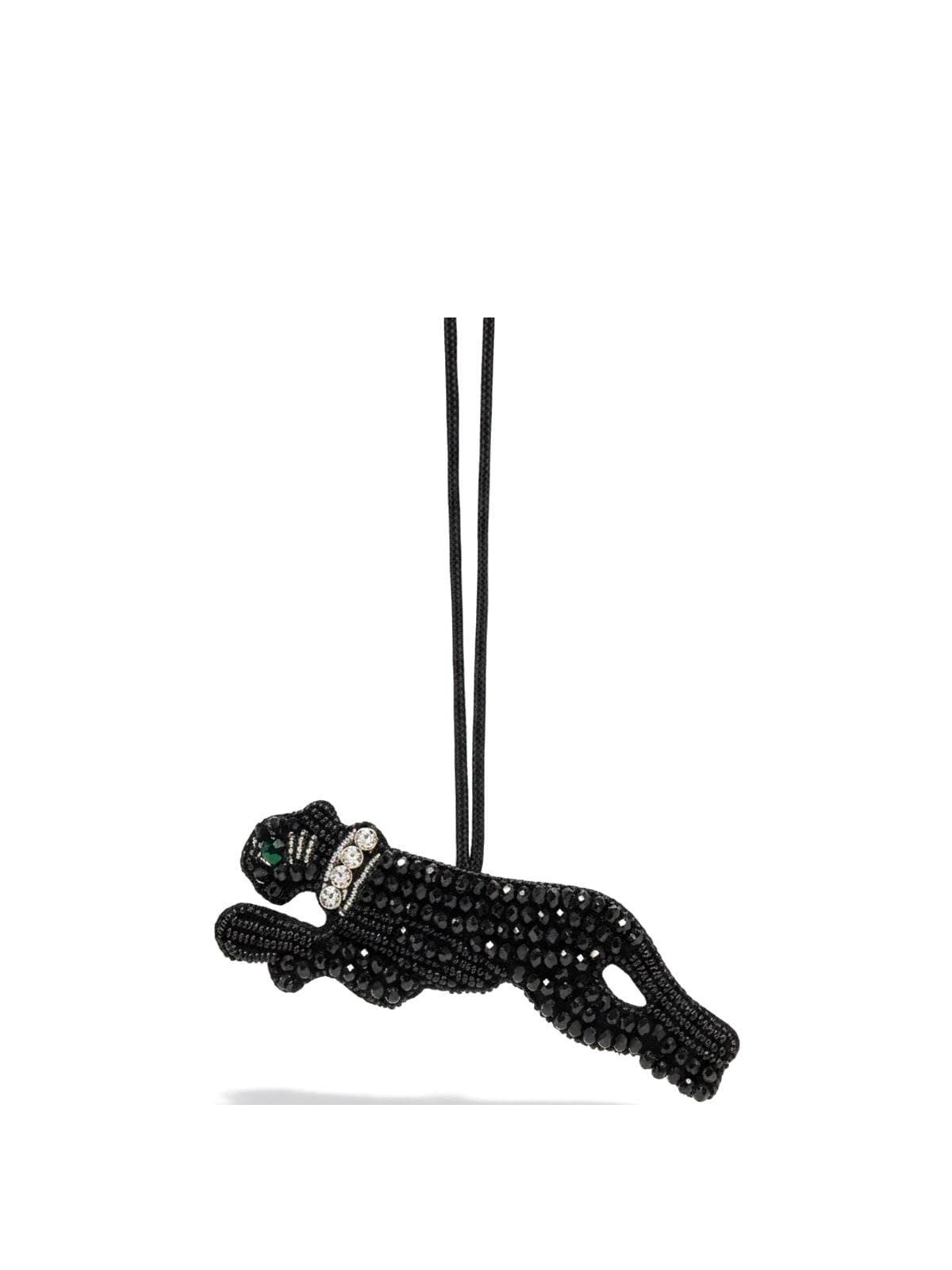 Black beaded panther bag charm
