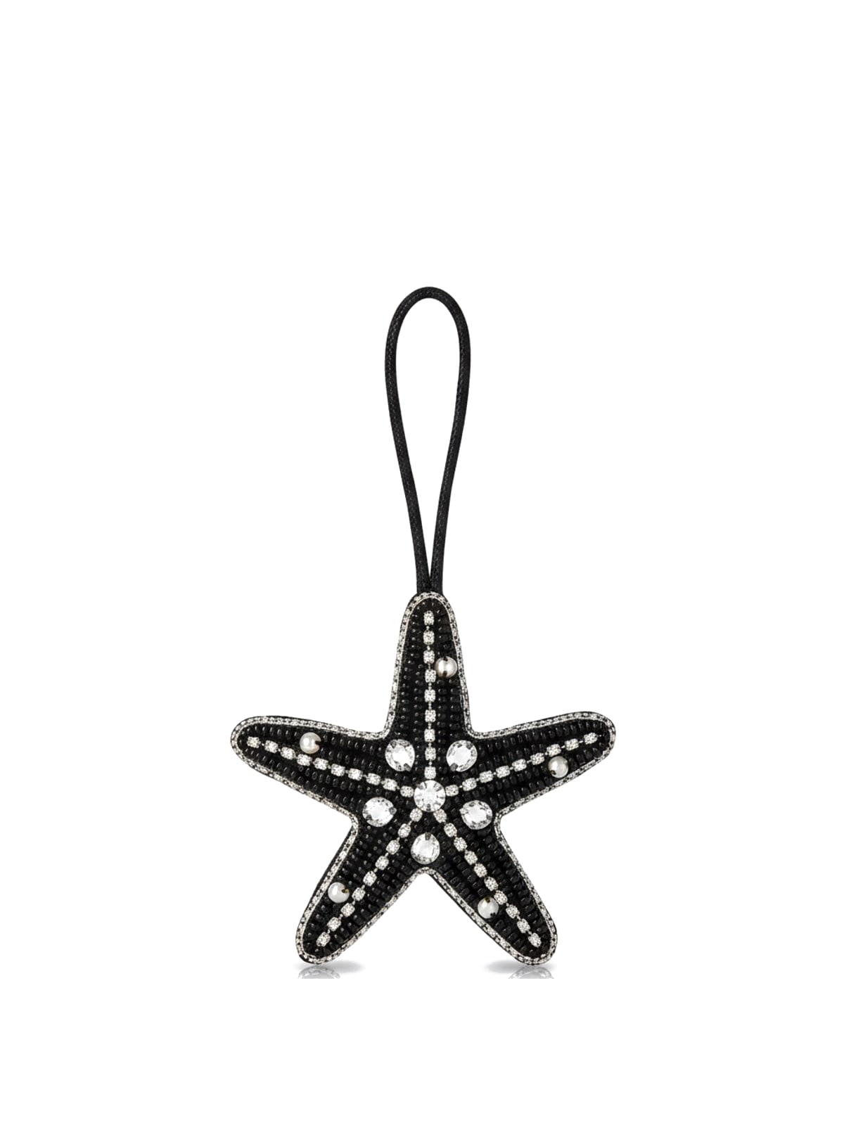 Black beaded starfish bag charm
