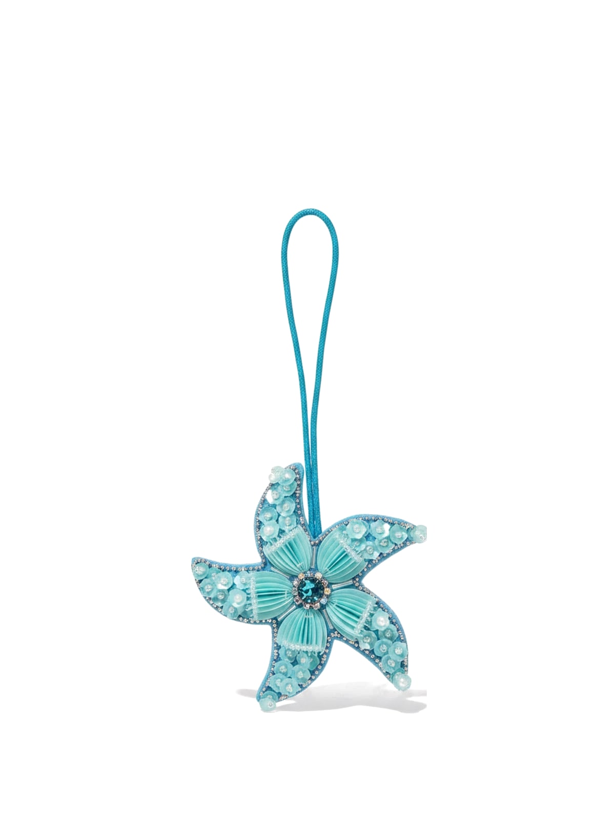 Turquoise sea flower bag charm