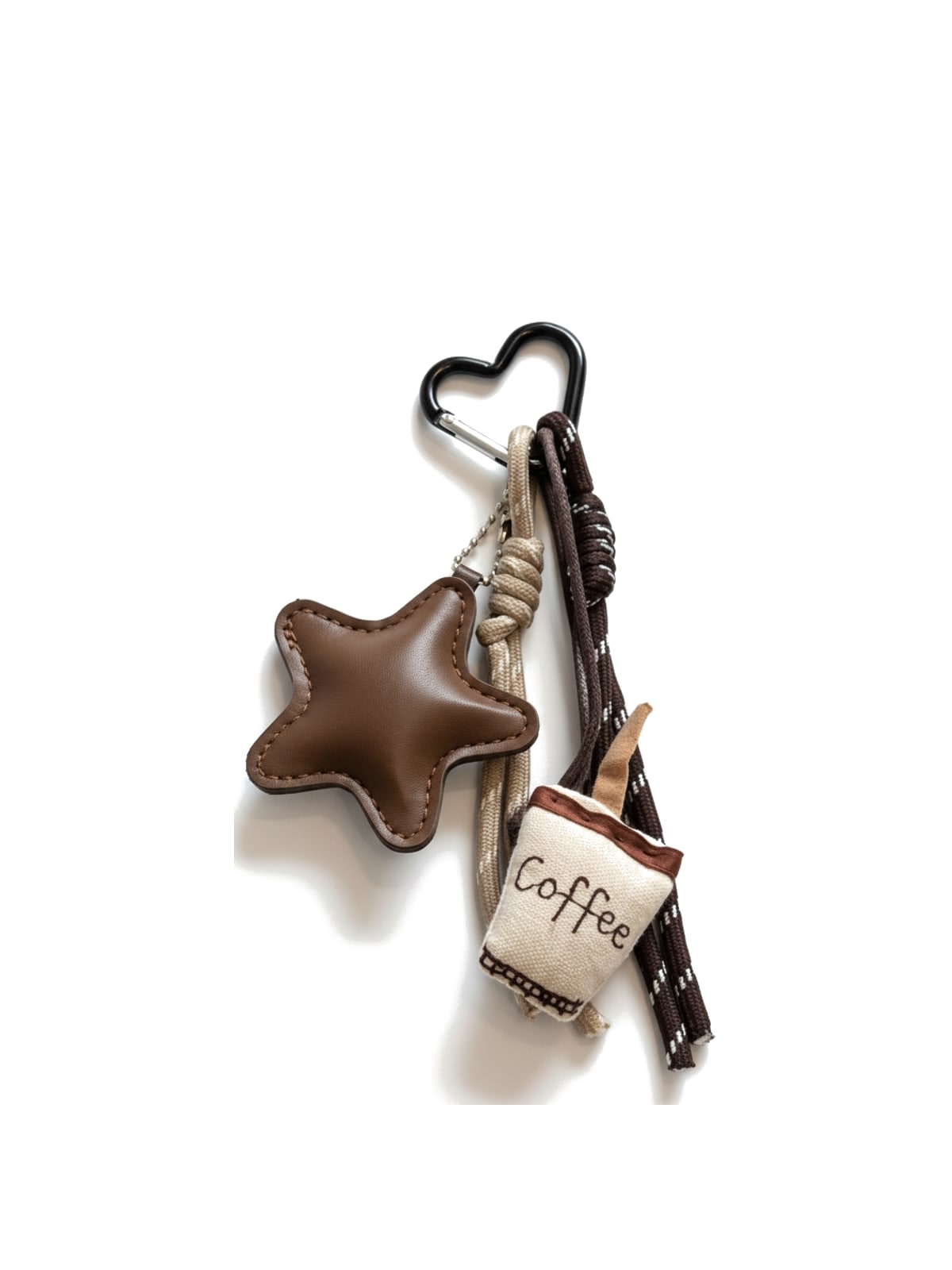 Brown star and coffee cup bag charm