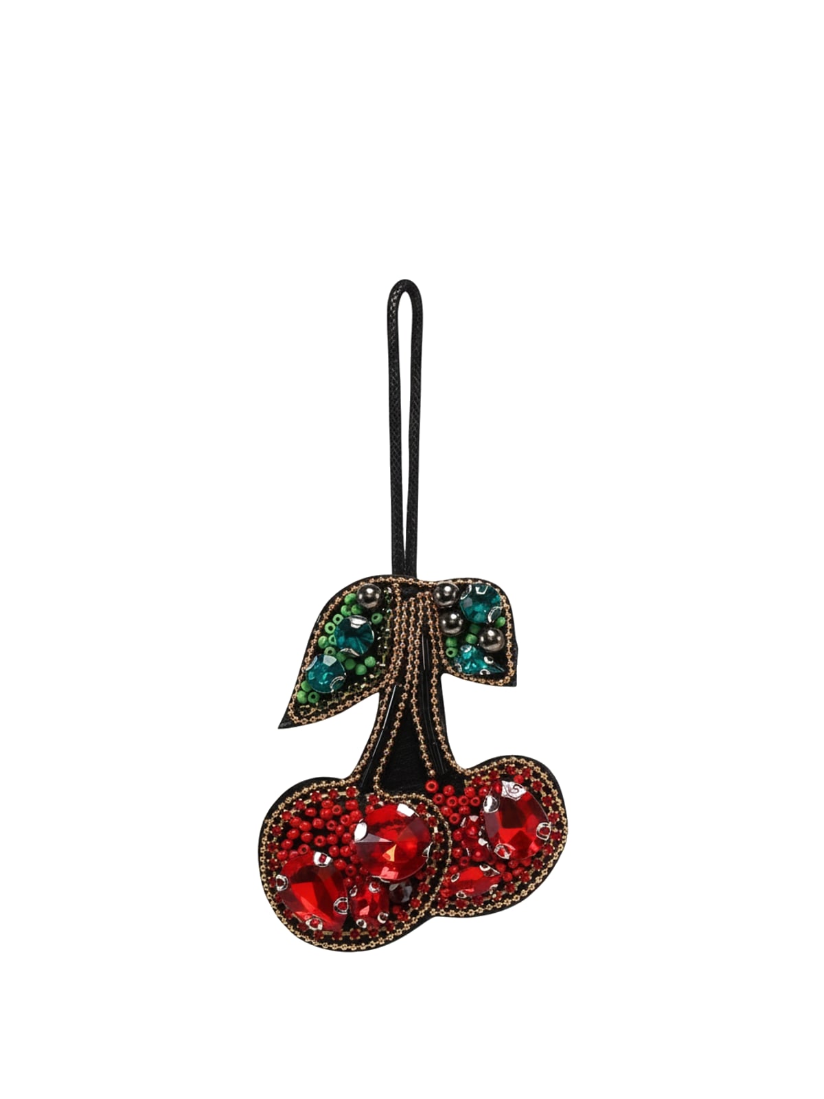 Red crystal cherry bag charm
