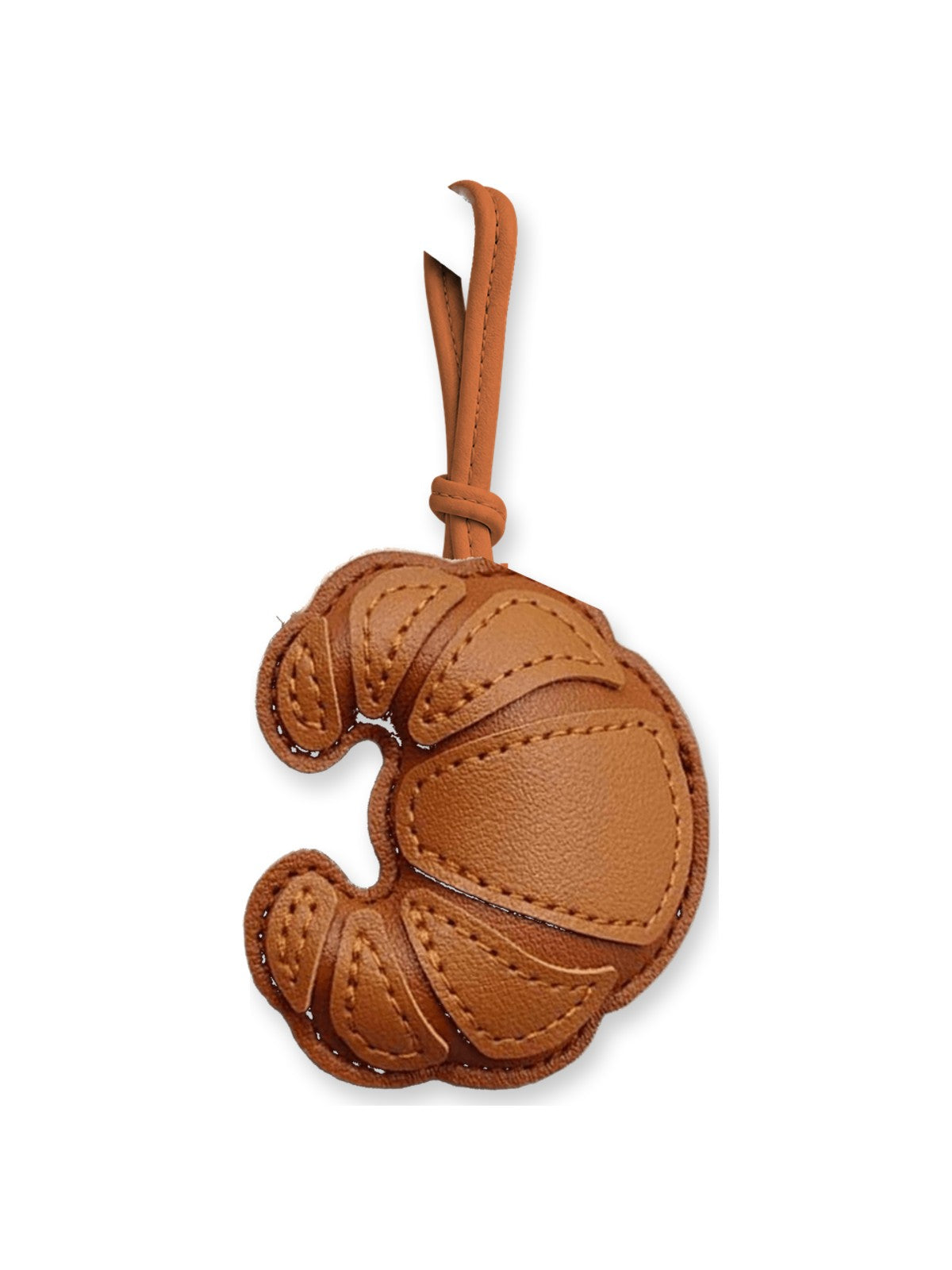 Leather croissant bag charm