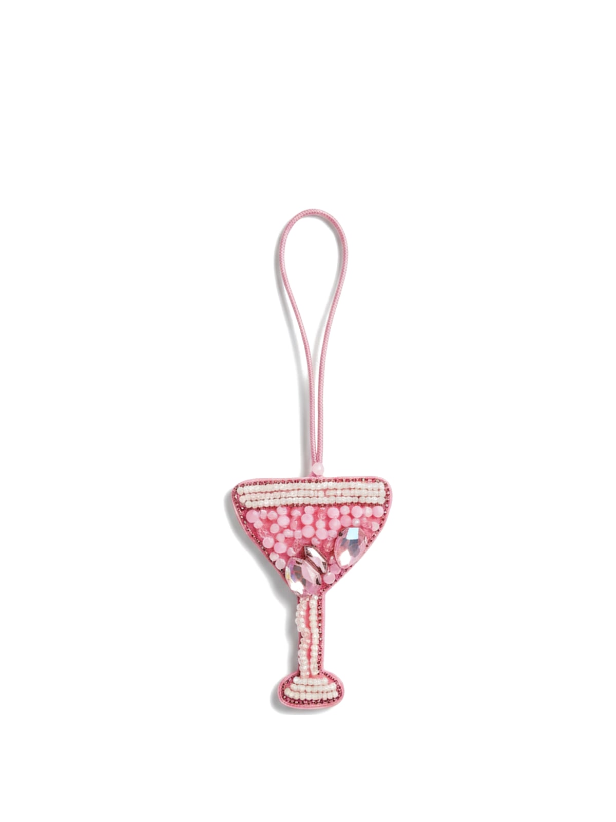 Pink beaded martini bag charm