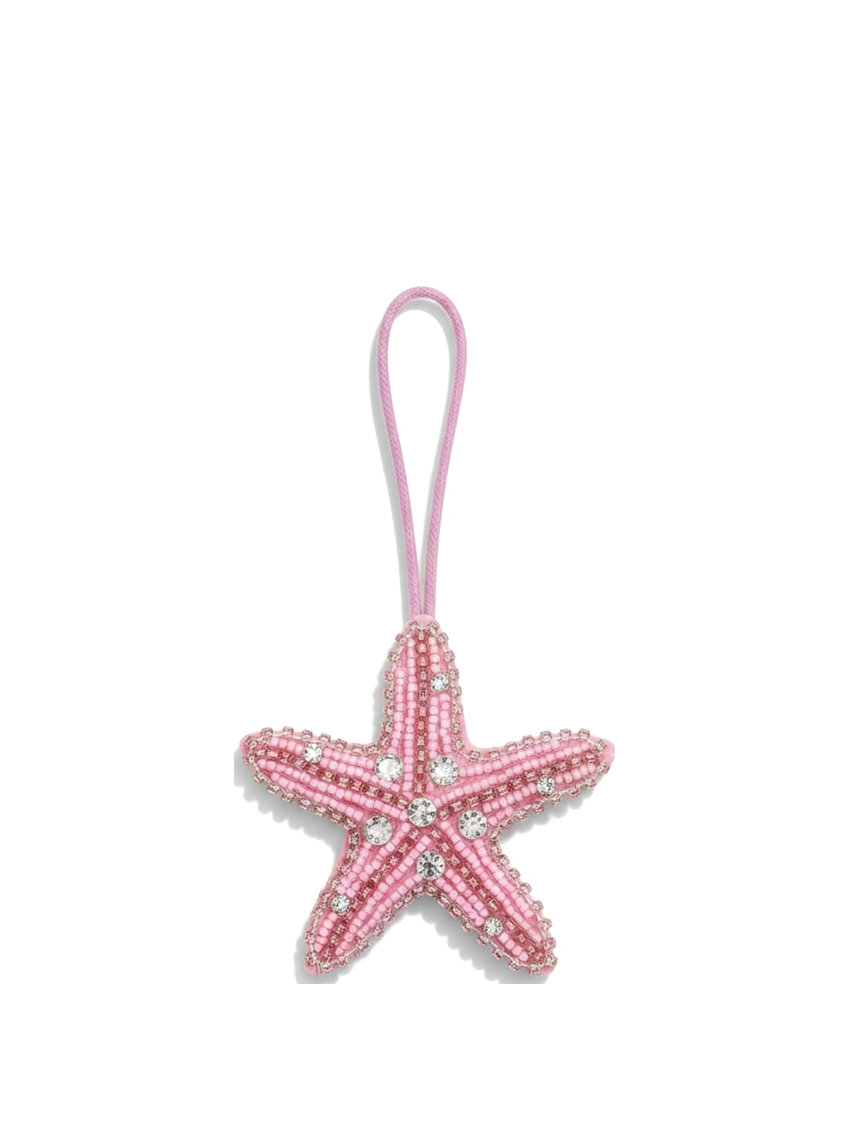 Pink beaded starfish bag charm