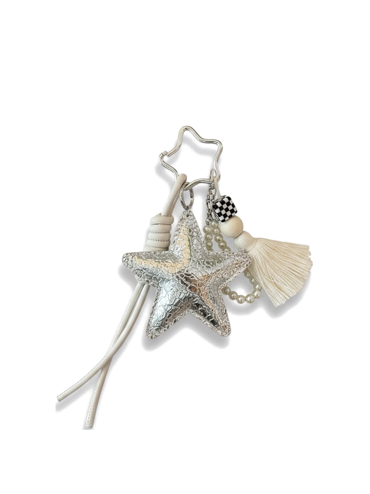 Silver star tassel bag charm