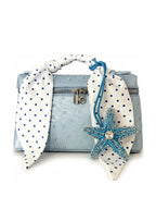 YAZNE Sky Blue Ostrich Set | Polka Dot Scarf & Starfish Charm