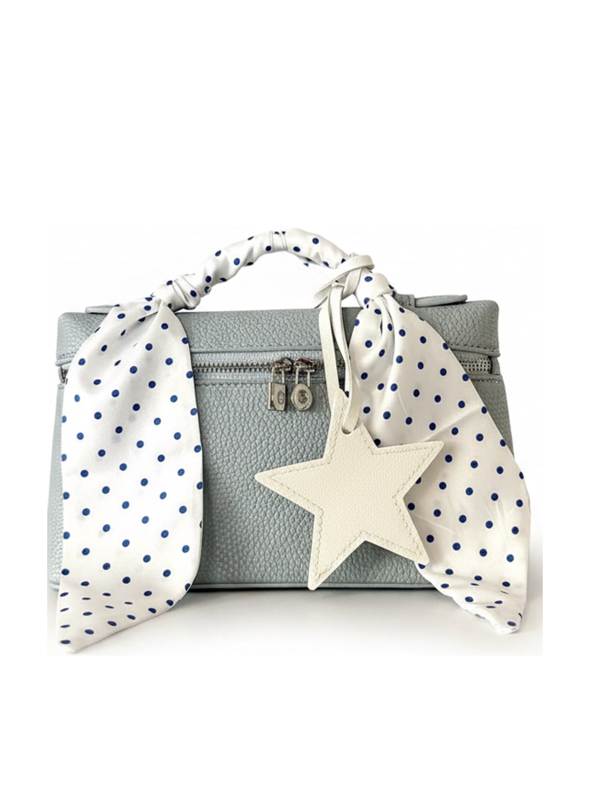 YAZNE Sky Blue Set | Polka Dot Scarf & Ivory Star Charm
