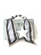 YAZNE sky blue bag set with geometric scarf and white star charm