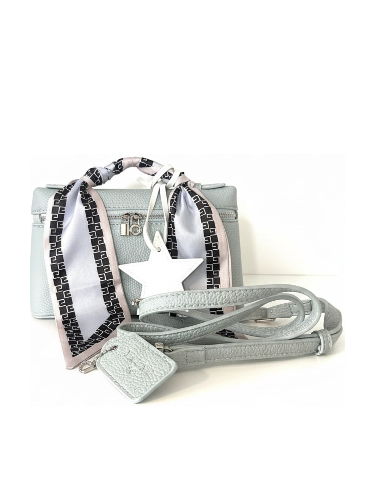 YAZNE Sky Blue Set | Geometric Scarf & White Star Charm