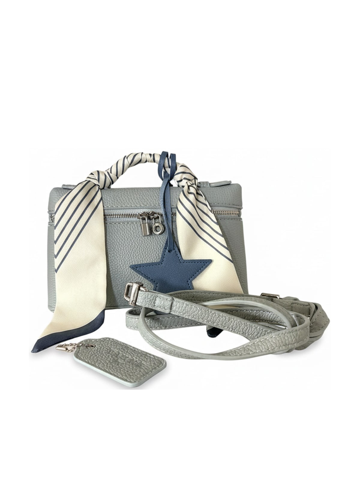 YAZNE Sky Blue Set | Striped Scarf & Navy Star Charm – photo 2