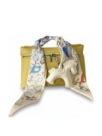 YAZNE Yellow Set | Illustrated Scarf & White Pony Charm