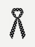 YAZNE Black Polka Dot twilly silk scarf