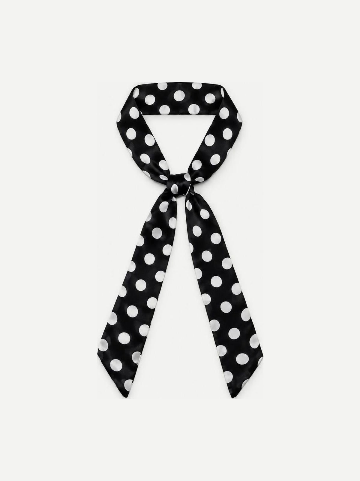 YAZNE Black Polka Dot twilly silk scarf