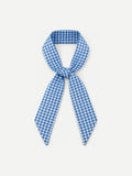 YAZNE Blue Gingham twilly silk scarf