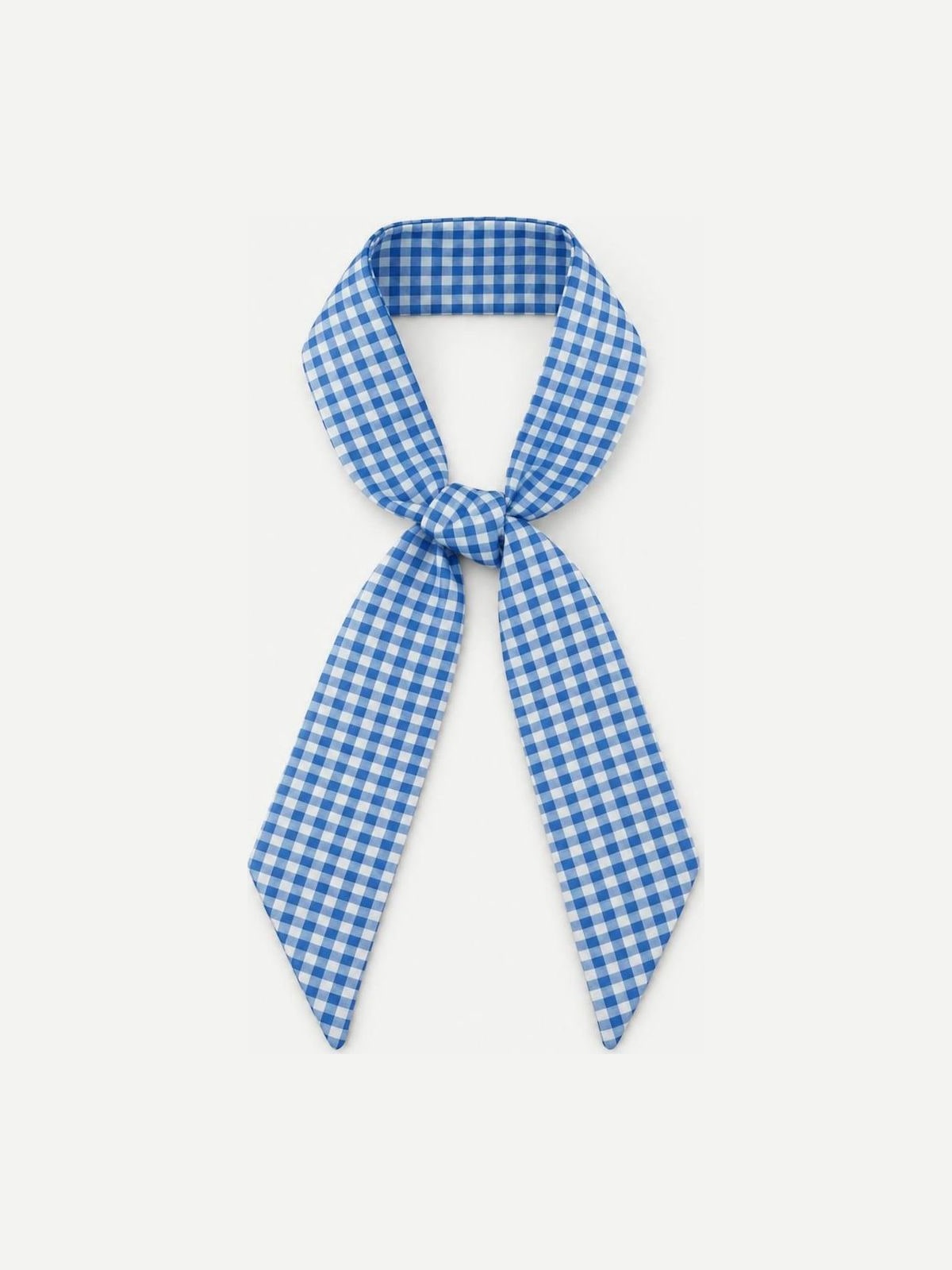 YAZNE Blue Gingham twilly silk scarf