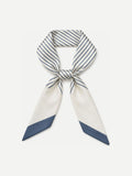 YAZNE Gray Pinstripe twilly silk scarf