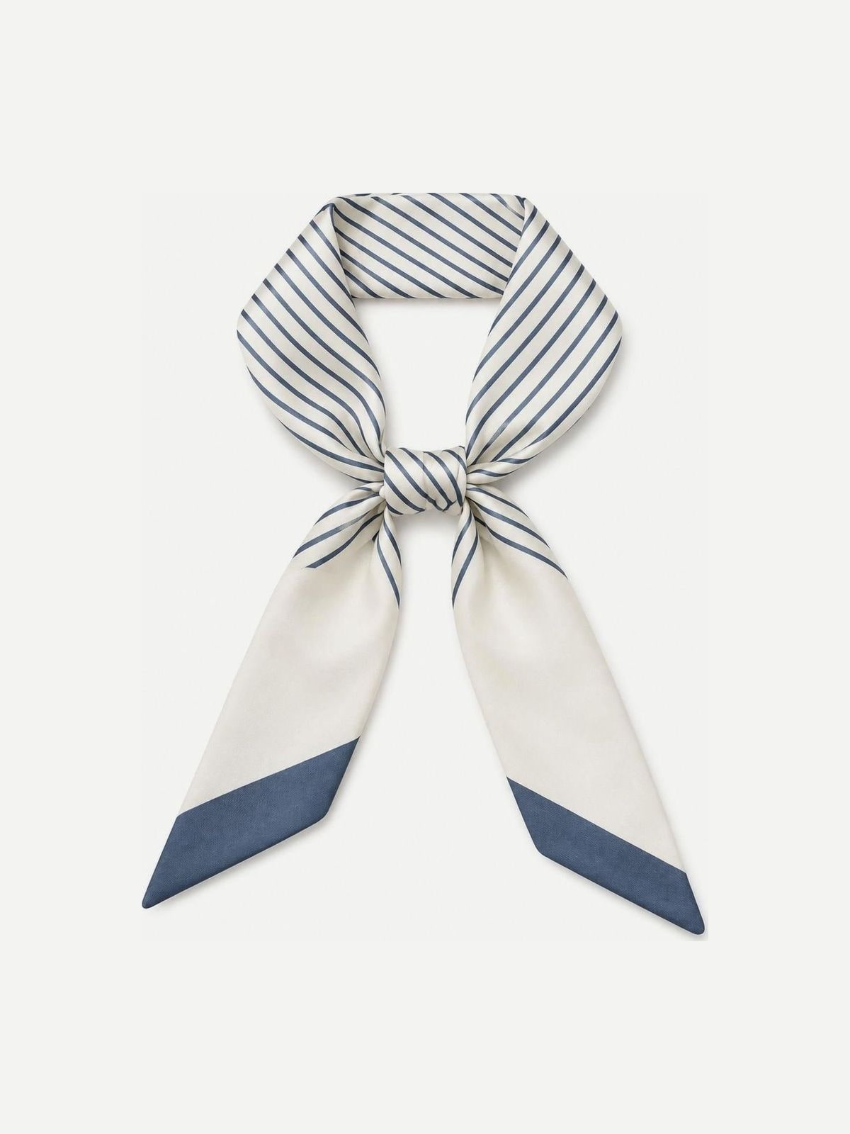 YAZNE Gray Pinstripe twilly silk scarf