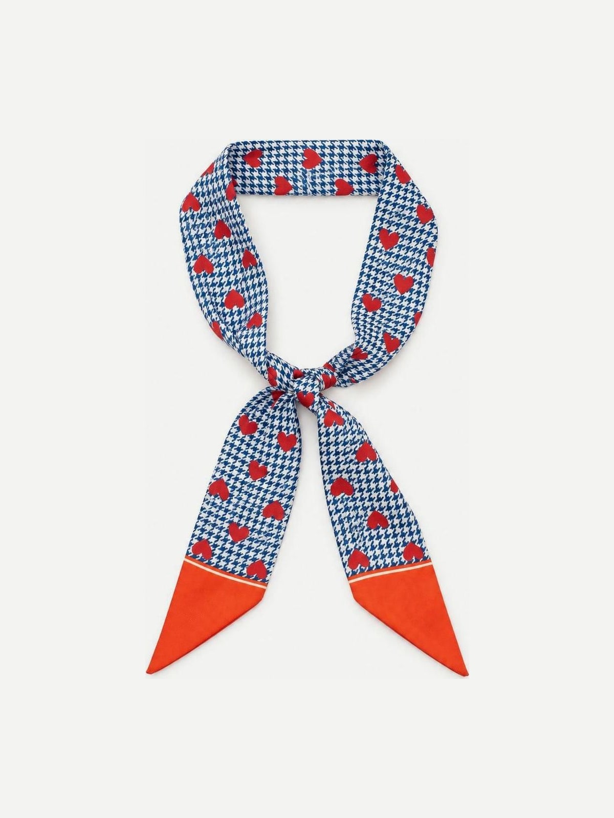 YAZNE Hearts and Houndstooth twilly silk scarf