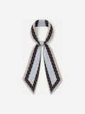 YAZNE Ice Blue Geometric twilly silk scarf