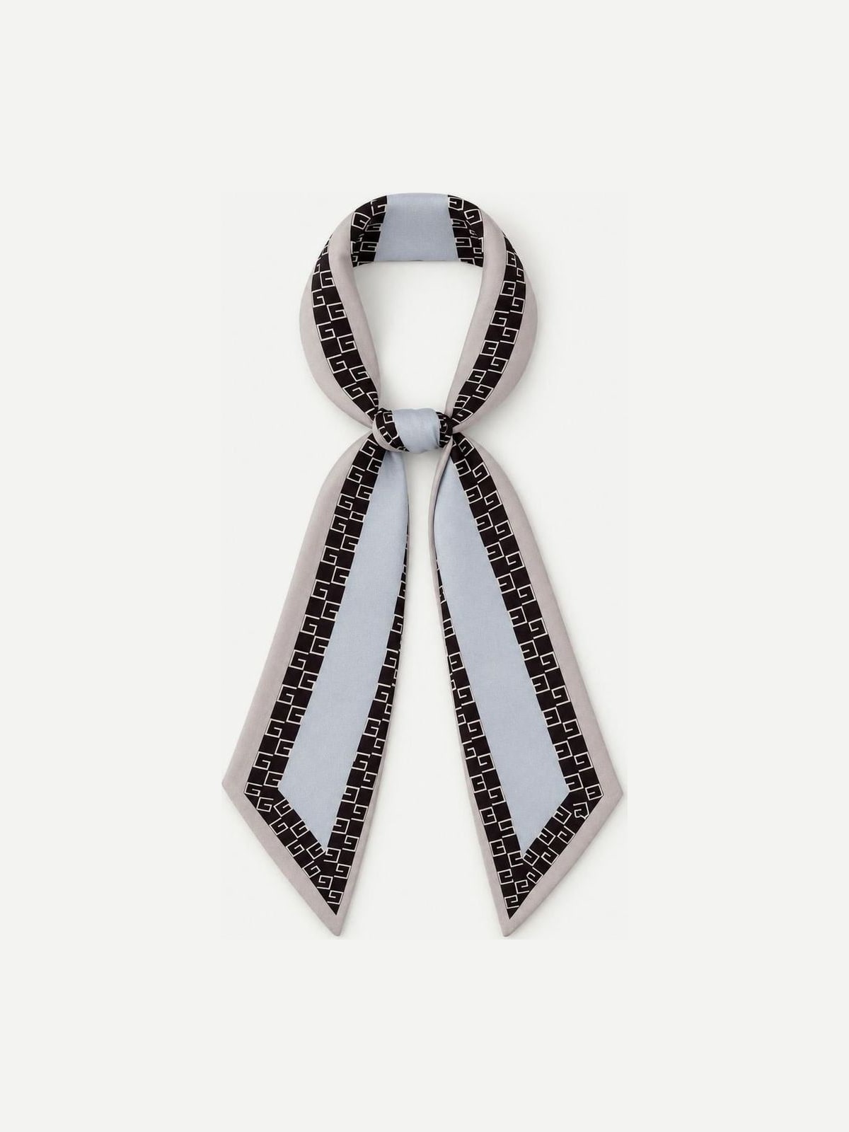 YAZNE Ice Blue Geometric twilly silk scarf