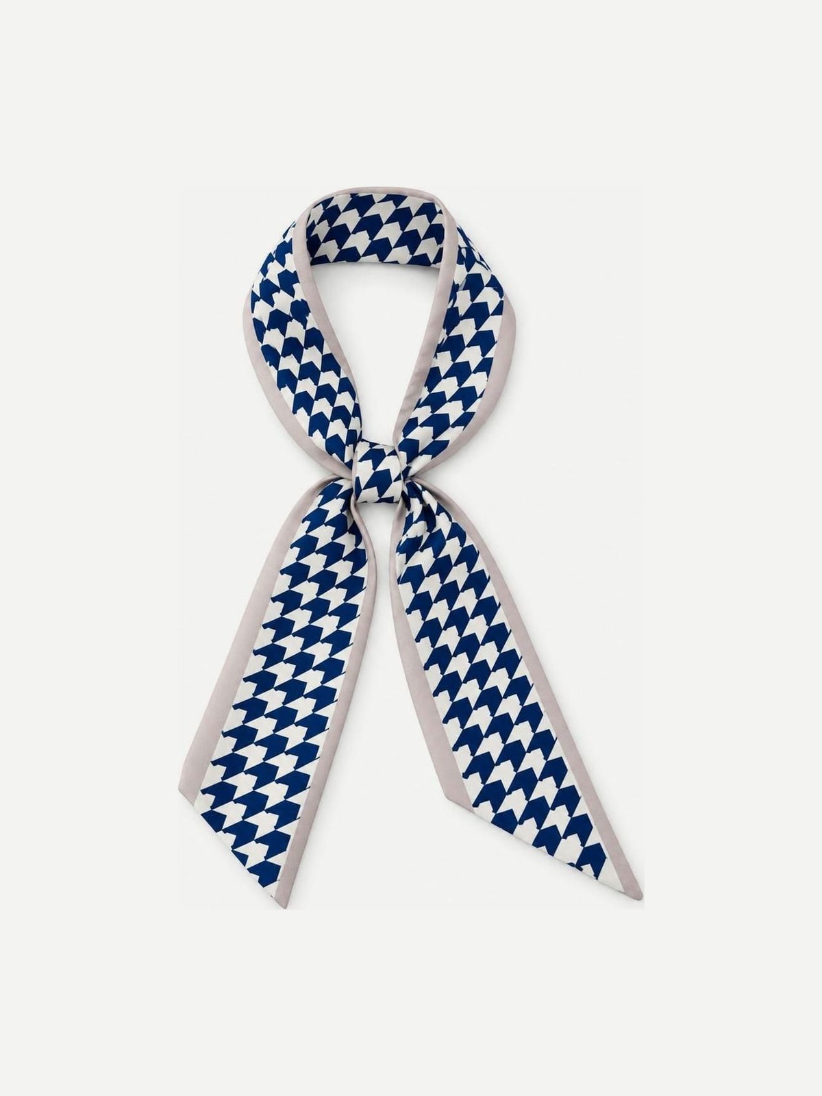 YAZNE Navy Houndstooth twilly silk scarf