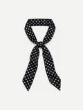 YAZNE black mini dot twilly silk scarf