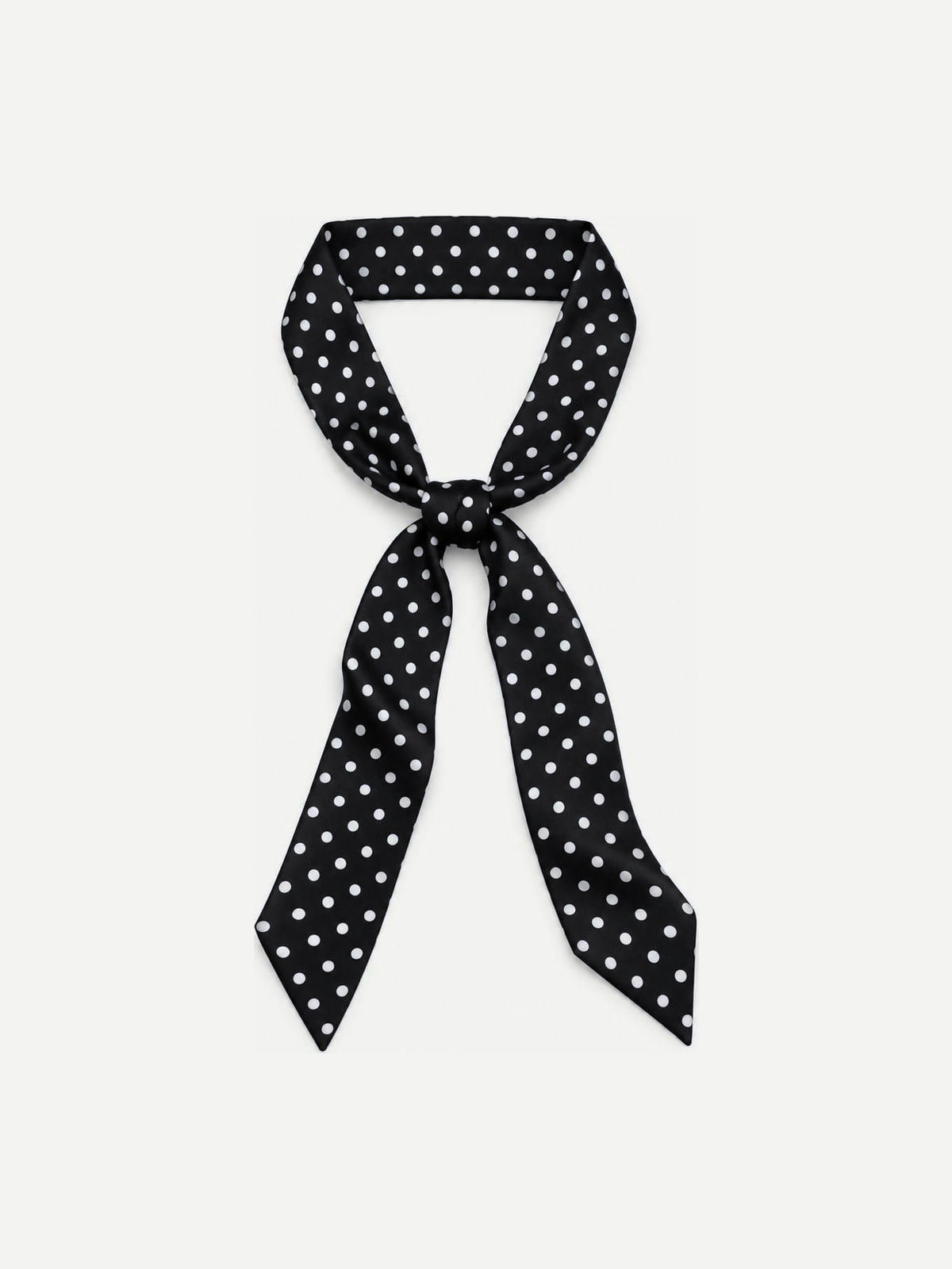 YAZNE black mini dot twilly silk scarf