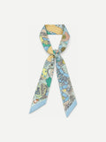 YAZNE Pastel Illustrated twilly silk scarf