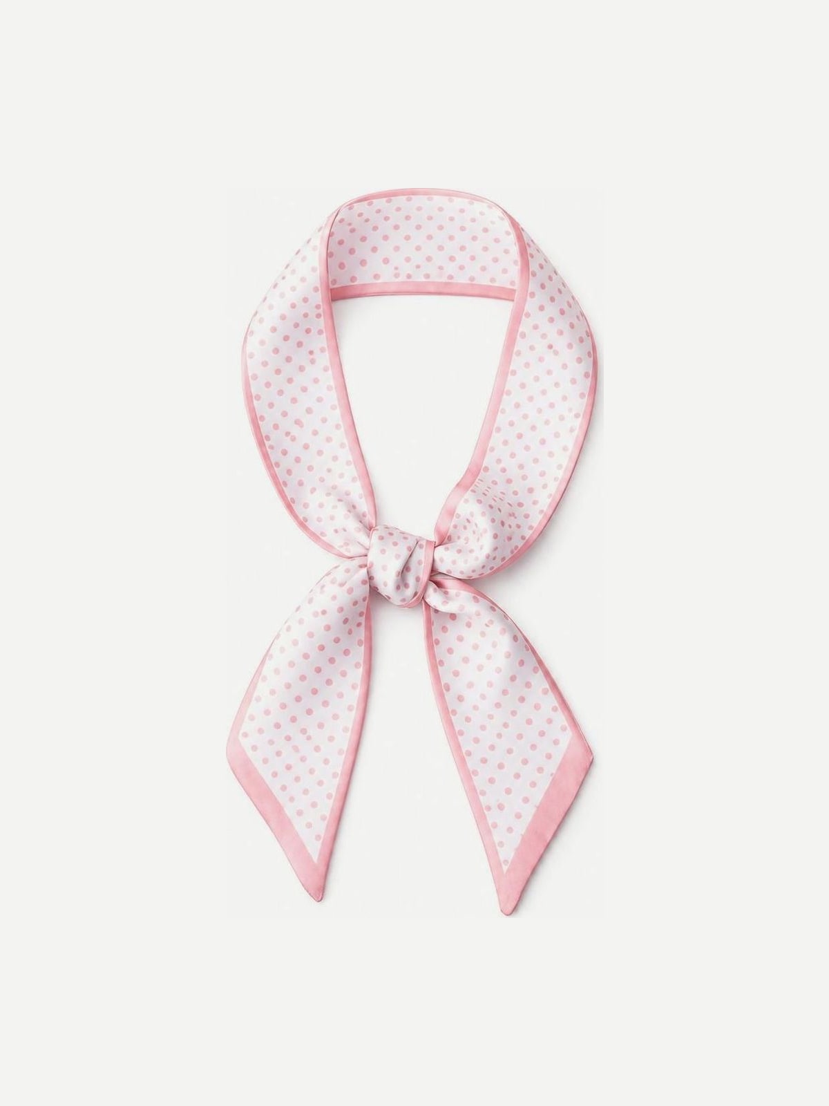 YAZNE Pastel Pink Pin Dot twilly silk scarf