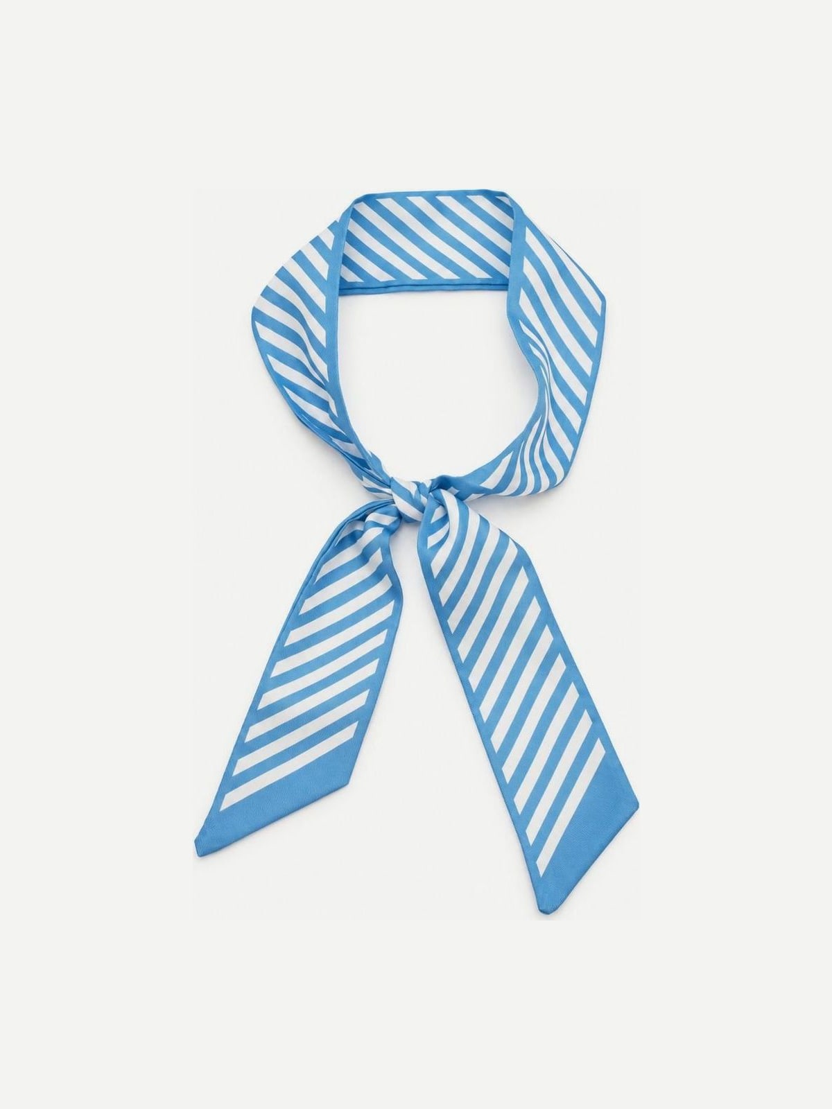 YAZNE Sky Blue Stripe twilly silk scarf