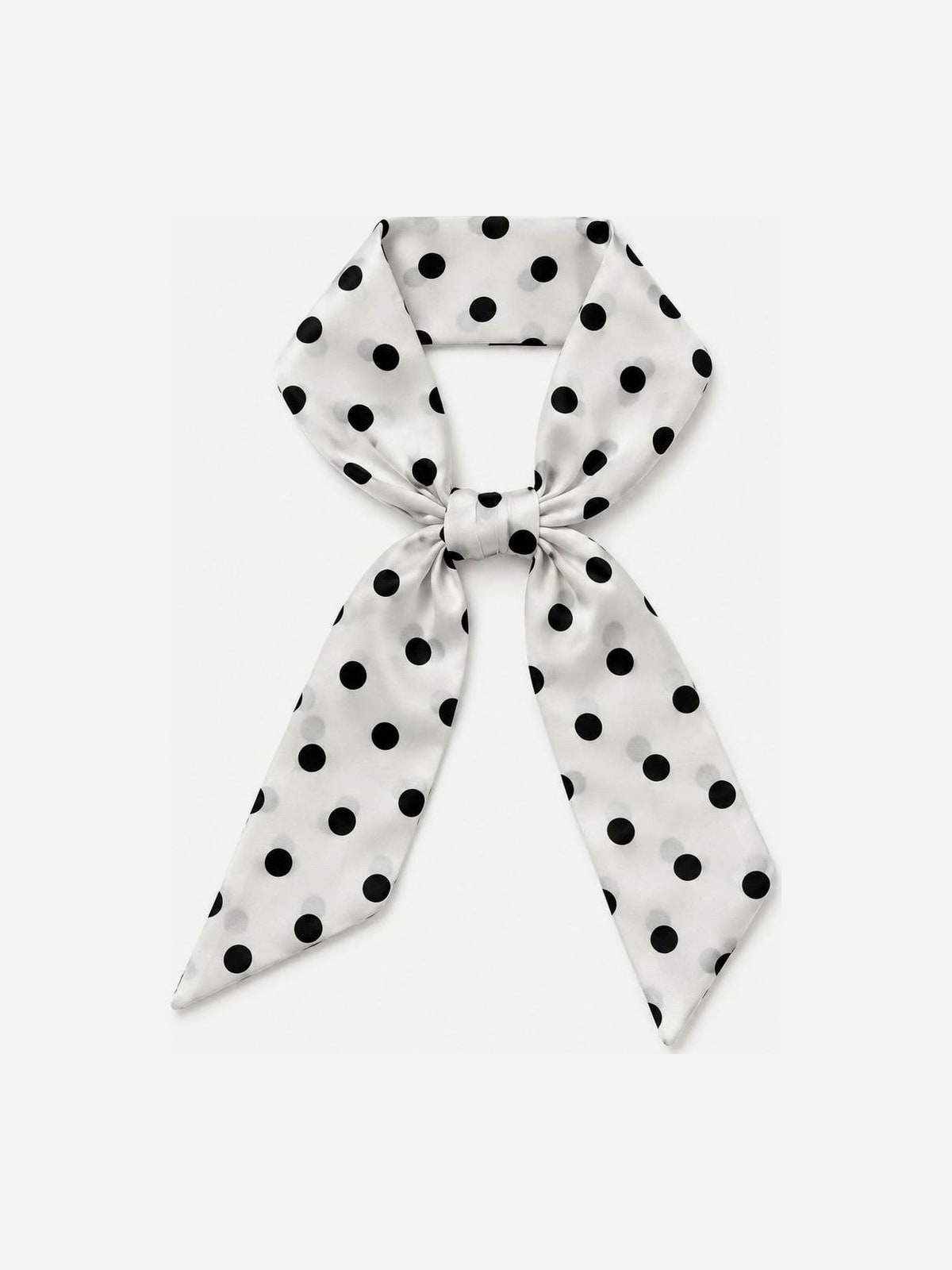 YAZNE White Big Polka Dot twilly silk scarf
