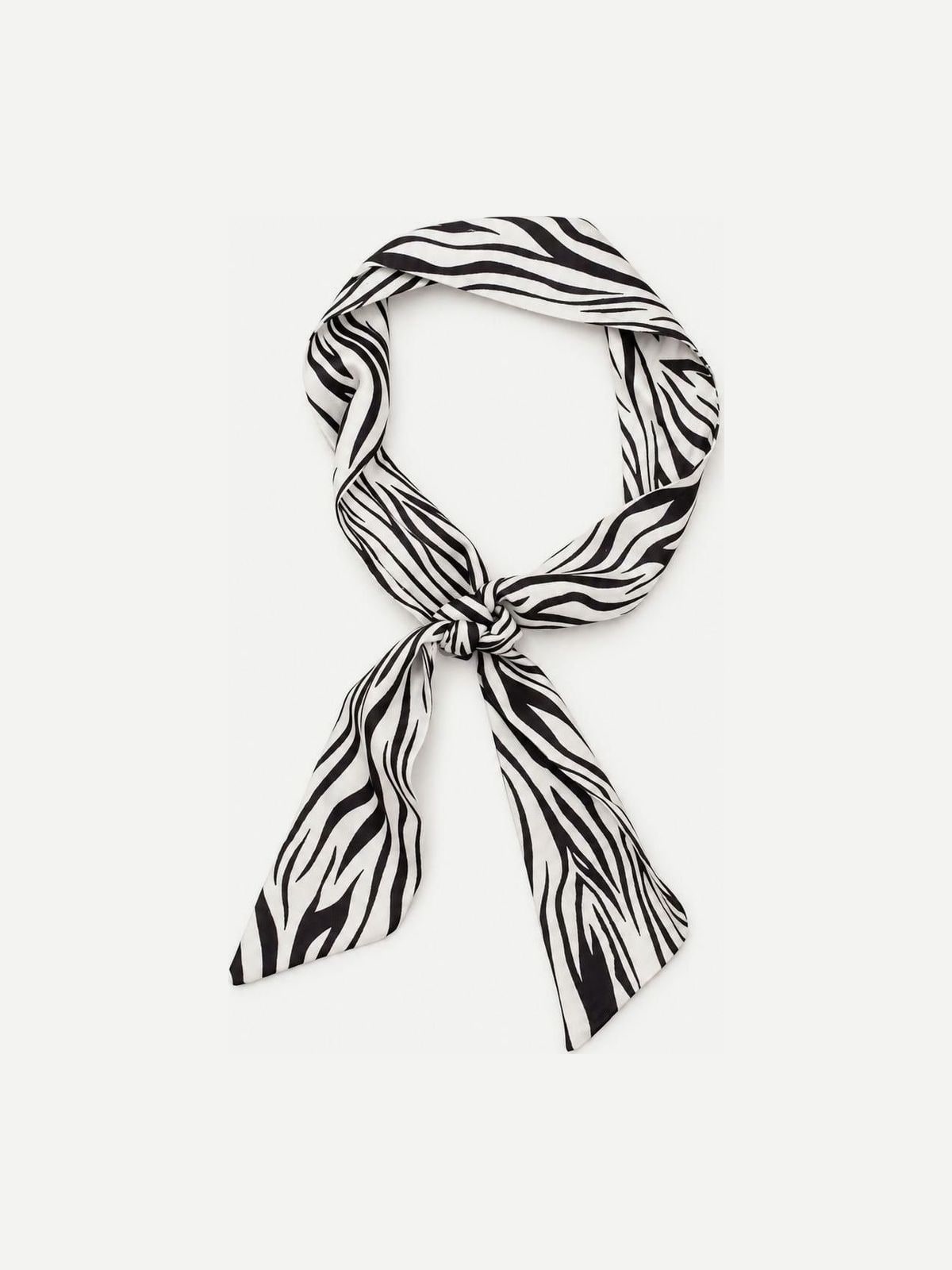 YAZNE Zebra print twilly silk scarf